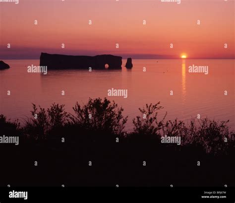 Perce Rock at Sunrise, Quebec Stock Photo - Alamy