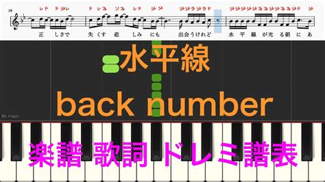 水平線 Back Number ピアノ楽譜 歌詞付き ドレミふりがな譜表 オカリナ トランペット フルート リコーダ演奏向け 簡単演奏