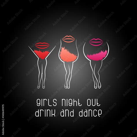 Girl Night Out poster with Cocktails. Design for women party invitation ...