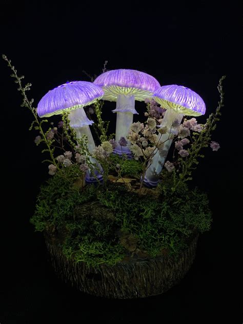 Purple Mushroom Lamp Mushroom Lights Led Mood Lamp Stunning Etsy