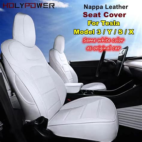 For Tesla Model 3 Y Nappa Leather Seat Cover Full Surround Style Factory Wholesale Price White