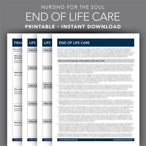 End Of Life Care Nursing Printable End Of Life Forms Caregiver Teaching