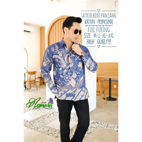 Jual SATRIO BIRU Kemeja Batik Pria Baju Atasan Pria Batik Dewasa