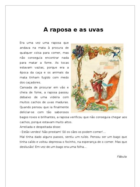 A Raposa E As Uvas Texto Original