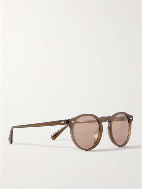 Gray Gregory Peck Round Frame Acetate Photochromic Sunglasses Oliver