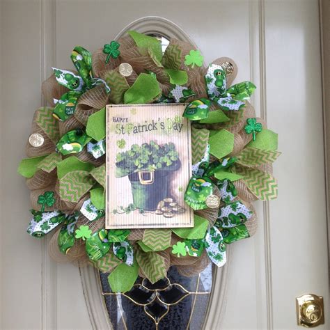 St Patrick Day Wreath St Patrick Decor St Patrick Day Deco Mesh