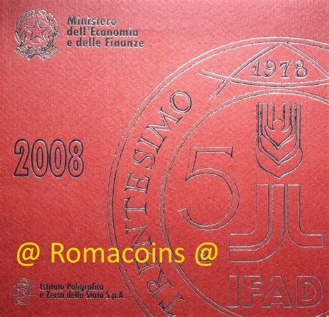 Bu Set Italy 2008 With 5 Euro Silver Coin Numismatica Romacoins