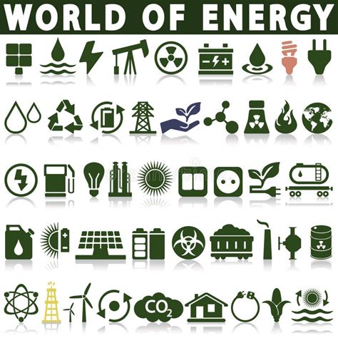 Eco Energy Icons Set Stock Vector Illustration Of People 34882487