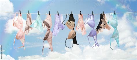 Lingerie Sets Drying On The Clothesline Stock Photo Adobe Stock