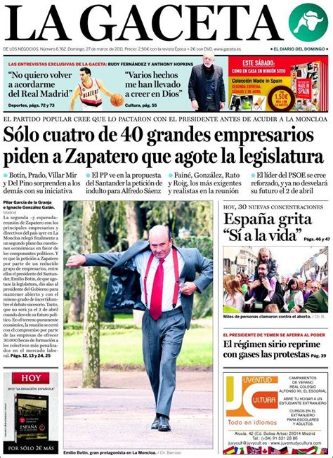 Periódico La Gaceta España Periódicos De España Edición De Domingo