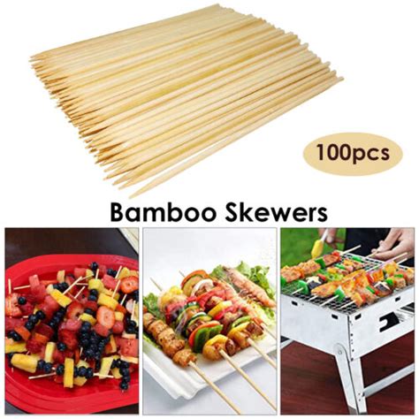 X Bamboo Stick Wooden Skewer Bbq Kebab Sticks Fruits Fondue Party