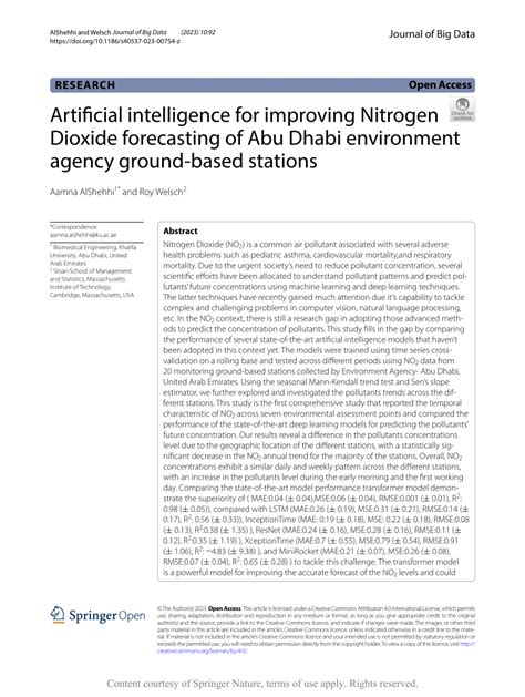 PDF Artificial Intelligence For Improving Nitrogen Dioxide