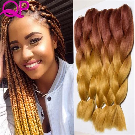 Pcs Brown Blond Two Tone Kanekalon Jumbo Braid Inch Ombre