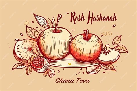 Premium Vector Greeting Sketch With Symbols Jewish Holiday Rosh