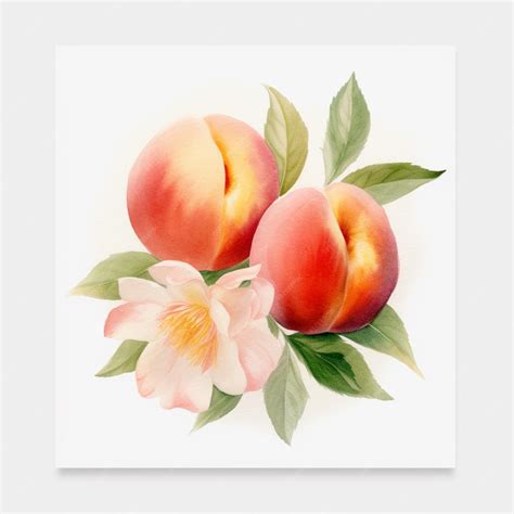 Premium Ai Image There Are Two Peachs And A Flower On A White Background Generative Ai