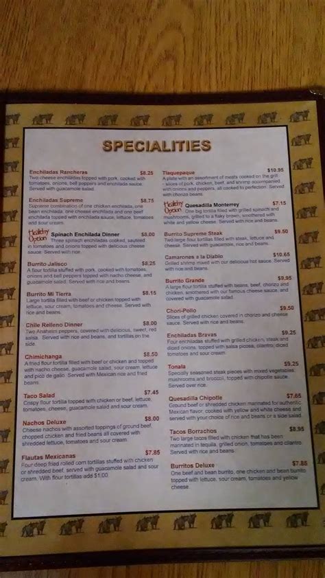 Menu at Mi Tierra Restaurant, Hoisington