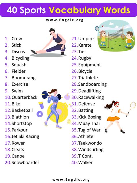 40 Sports Vocabulary Words List EngDic