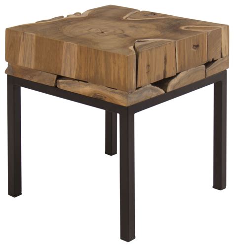 Terra Nova Natural Teak Root Live Edge Wood Table Industrial Side