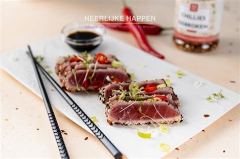 Pittige Gegrilde Tonijn Tataki Heerlijke Happen