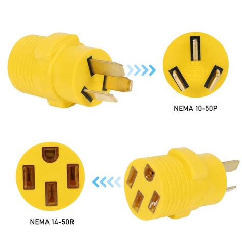 NEMA 10-50P To 14-50R Adapter, 50Amp 3 Prong Male Plug To 4 Prong ...