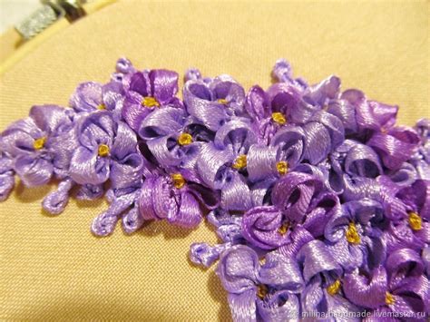 How To Embroider Lilacs Of Satin Ribbons Журнал Ярмарки Мастеров Ribbon Embroidery Ribbon