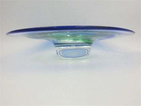 Large Green Blue Organic Sommerso And Fine Bubbles Art Glass