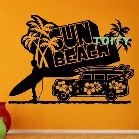 Wall Sticker Vinyl Decal Sun Sea Beach Vacation Relax Car Tropical Palm