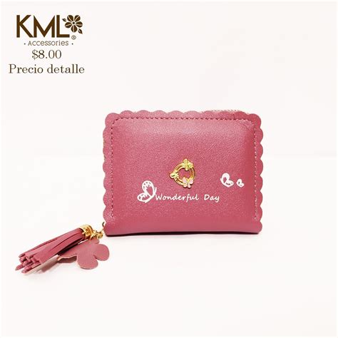 Billetera Pequena Circulo Con Mariposas Rosado Oscuro Kml Accesorios