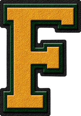 Presentation Alphabets Gold Forest Green Varsity Letter F