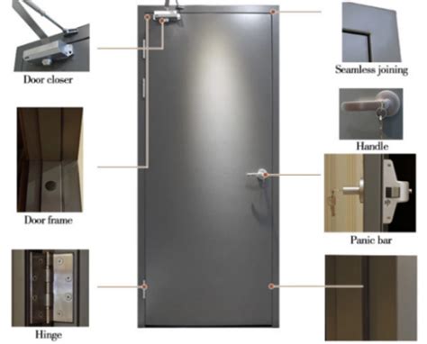 Hospital Single Leaf Galvanized Steel Fire Exit Doors