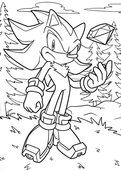 Shadow The Hedgehog In A Fir Forest Sonic Coloring Pages Page Page