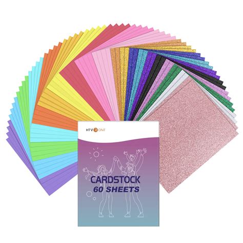 Htvront Colored Cardstock Paper Bundle 60 Sheets 20 Colors Glitter Cardstock And Colored Card