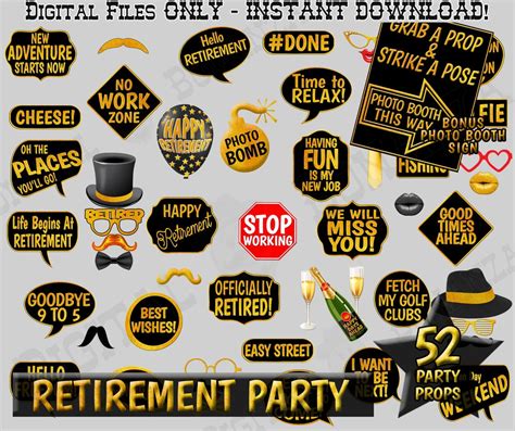 Retirement Party Props Black And Gold Retirement Photo Booth Prop