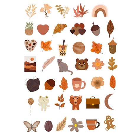 Brown Aesthetic Decor Stickers Vinyl Waterproof/41pcs with Top coat ...