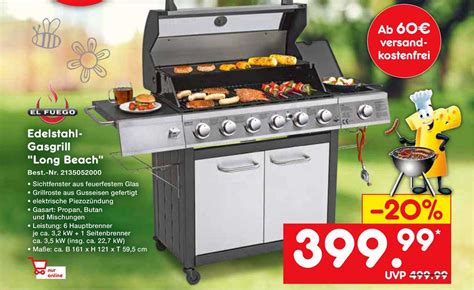 Edelstahl Gasgrill Long Beach Angebot Bei Netto Marken Discount