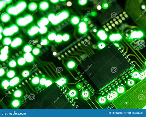 Abstract Background Close Up Green Circuit Board Electronic Computer