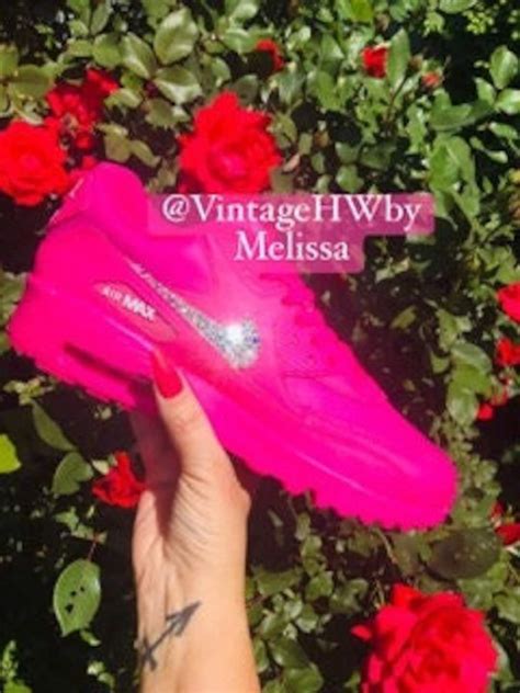 Swarvoski Crystal Jeweled Air Max Laser Fuschia Pink Bling