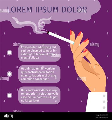 Smoking Girl Hand With Cigarette Smoking Area Vector Poster With Text