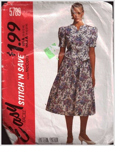 Mccall S Two Piece Dress Size Used Sewing Pattern