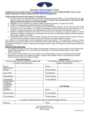 Fillable Online OR ICP Acumen Authorization Form 031319 Fax Email Print