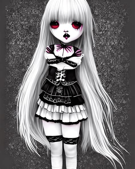 Cute Gothic Emo Girl Hyper Realistic Graphic · Creative Fabrica