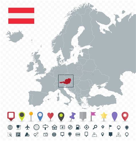 Austria Location On Europe Map. Transparent Background Stock Vector ...