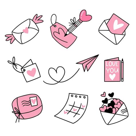 Ensemble De Lettres De La Saint Valentin Et De Notes D Amour Vecteur