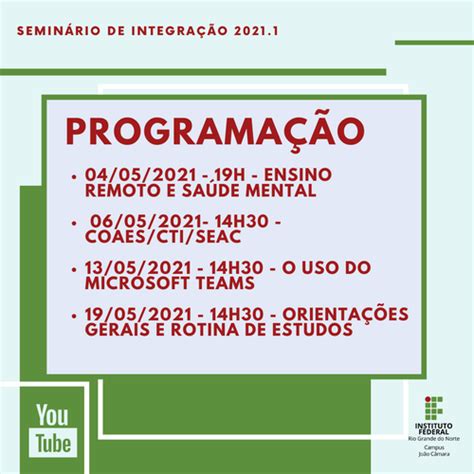 CONVITE Seminário de integração para os alunos ingressantes 2021 1