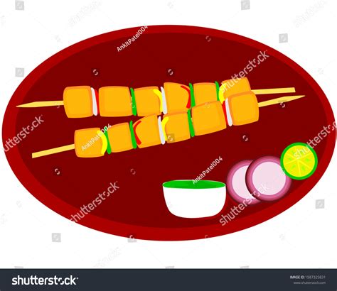 Paneer Tikka Indian Traditional Food In Vector Royalty Free Stock