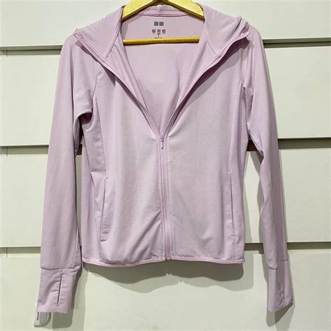 Freeong Uniqlo Airism Pink S Running Jacket Jaket Lari Hijab Busui