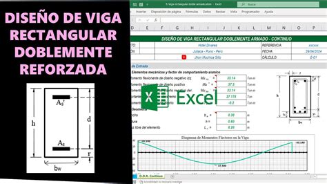 Diseño De Viga Rectangular Doblemente Reforzada Plantilla Excel Profesional Youtube