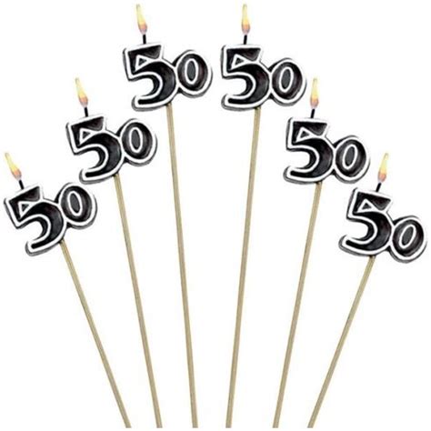 50th Birthday Candles Cake Toppers Fiftieth Fifty Party Supplies