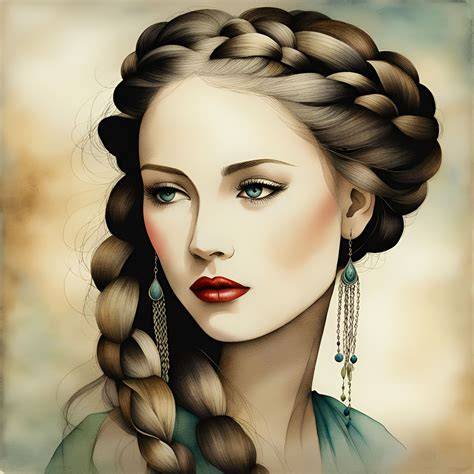 beautiful woman braided hair  stock photo public domain pictures