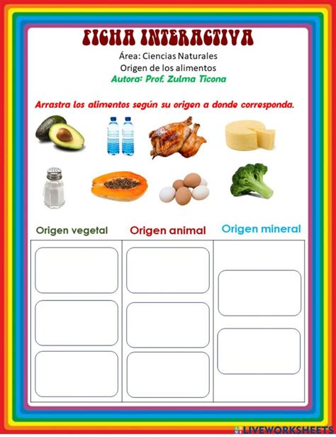 Origen de los alimentos worksheet for 2º DE PRIMARIA Ciencias de la